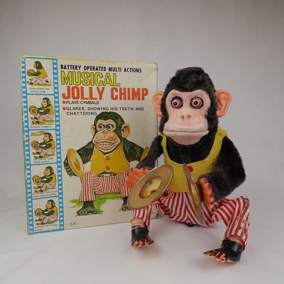 Daishin Other - Vintage Daishin Musical Jolly Chimp Clapping Cymbal Monkey Box Working Original